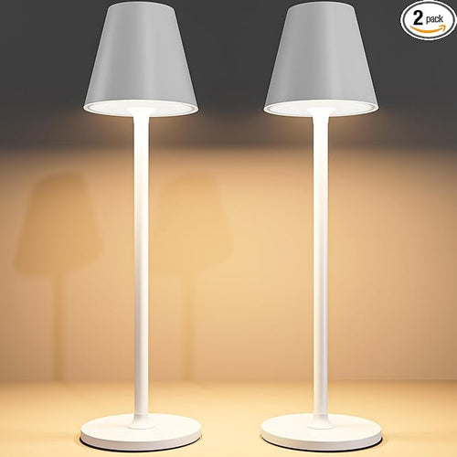 2 Pack LED CordlessTable Lamp, 4000mAh Rechargeable Battery Desk lamp, 3 Level by Timjorman