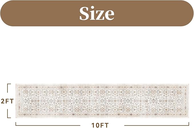 MontVoo-Vintage 2x10 Runner Rug-Soft Beige Washable Runners - Image 2