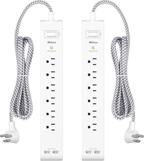 2 Pack Power Strip - 15FT Long Extension Cord by Mifaso