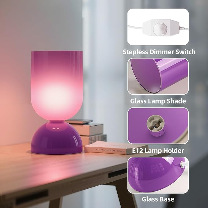 8.9" Modern Glass Table Lamp for Living Room, Dimmable Desk Lamps for Bedroom - Image 3