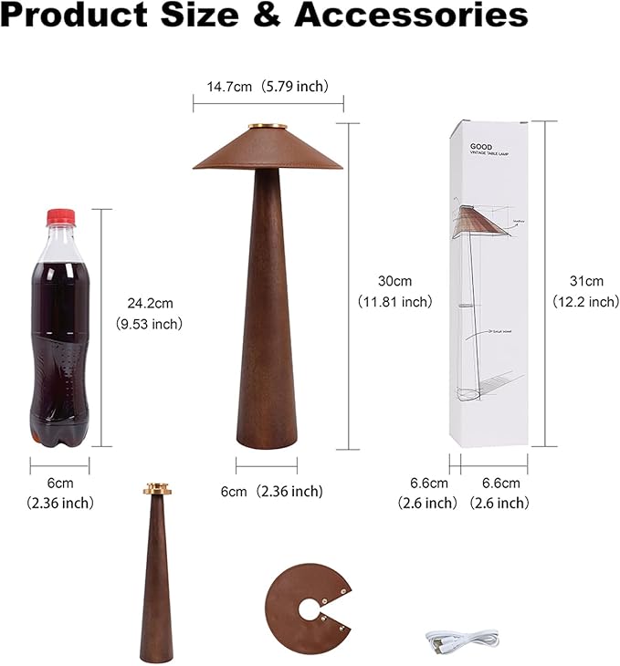 Battery Operated LED Table Lamps, 2000mAh Cordless Desk Lamp - Image 6
