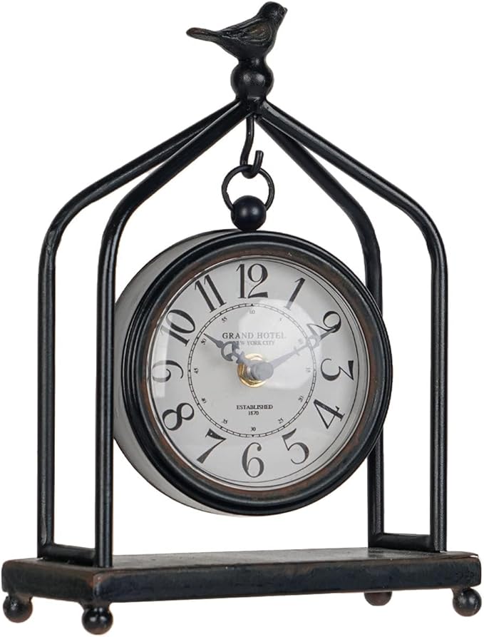 SOFFEE DESIGN 7.5'' x 10'' Mantel Clock Iron Tower Frame, Creative Bird by SOFFEEDESIGN