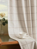 Linen Plaid Blackout Curtains for Living Room, Dining Room 95 Inches Long by THREEGIRLSHOME