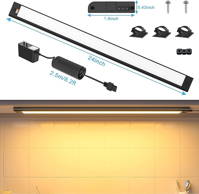 WOBANE LED Under Cabinet Lighting, 24 inch Black Cabinet Light, Hand Wave - Image 7