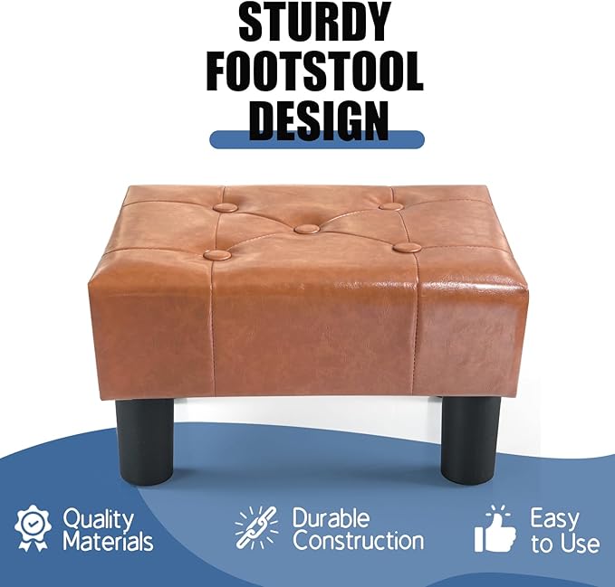 BRIAN & DANY Small Foot Stool, Leather Foot Stools - Image 4