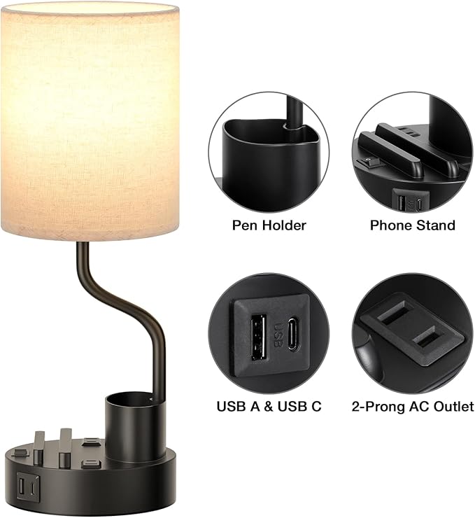 Bedside Table Lamps for Bedroom Set of 2 - Image 7
