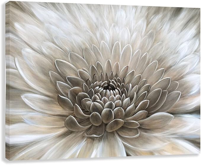 RICHSPACE ARTS Flower Wall Art in Neutral Beige Color Modern Rustic Farmhouse by RICHSPACE+ARTS