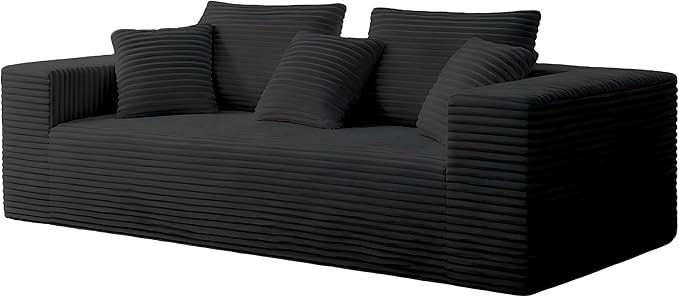 3-Seater Deep-Seat Corduroy Lounge Sleeper Sofa by sonovafurn