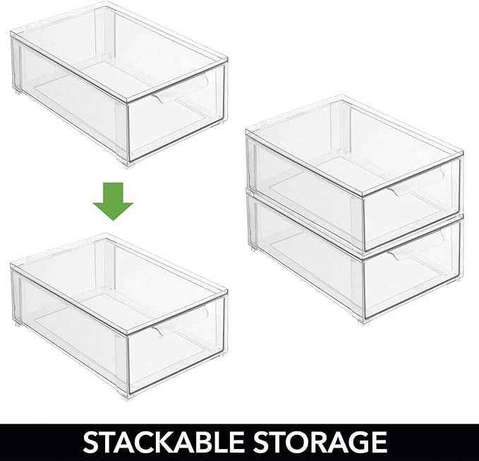 mDesign Plastic Stackable Closet Storage Organizer Bin Containers - Image 5