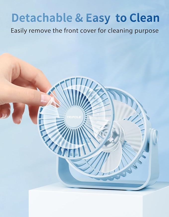 TriPole USB Desk Fan Portable Mini Fan Powerful 3 Speeds Wind Personal Desktop - Image 6