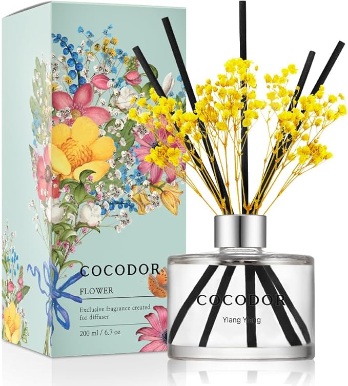 COCODOR Flower Reed Diffuser Set / 6.7oz / Ylang Ylang/Scent Diffuser by Cocodor