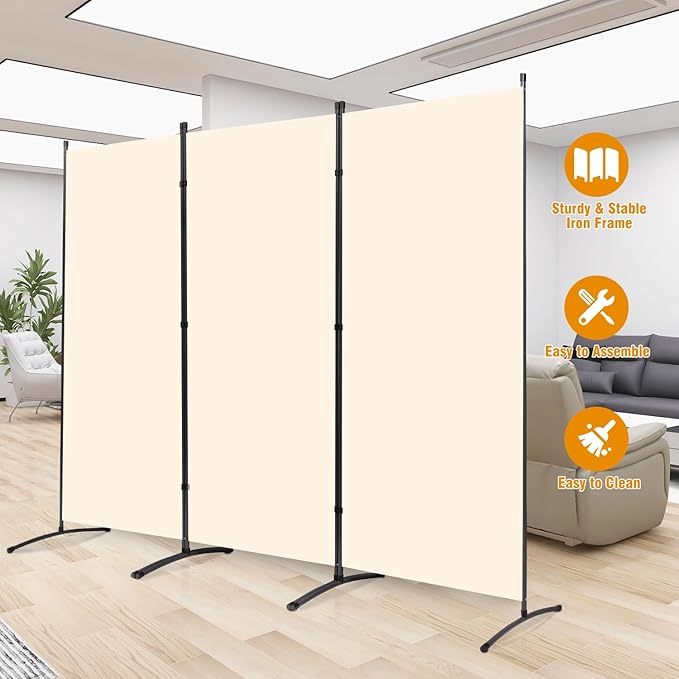 3 Panel Folding Privacy Screens, 6 FT Tall Wall Divider - Image 6