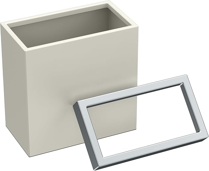 Gatco Modern Rectangle Wastebasket, Matte Pearl and Chrome Combo - Image 2