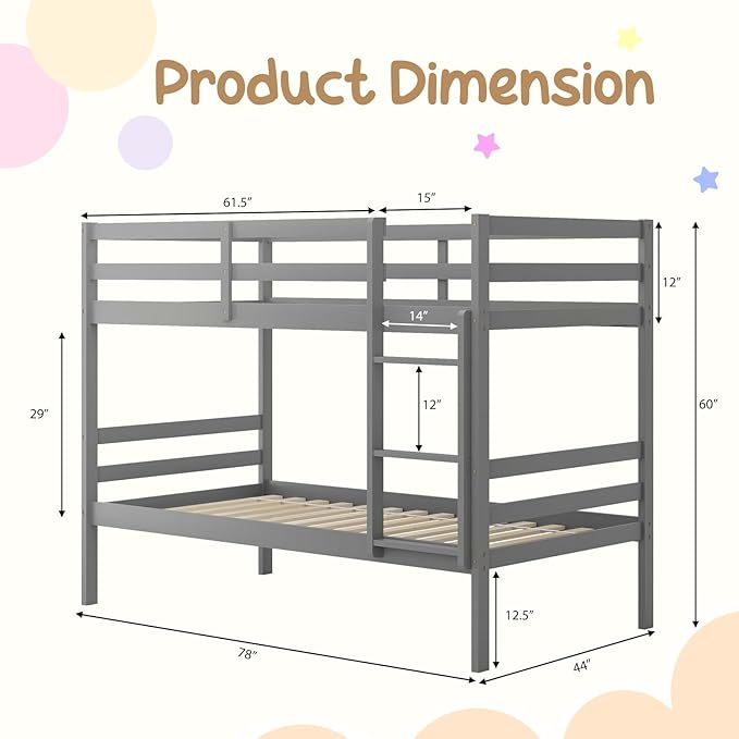 KOMFOTT Wood Bunk Bed Twin Over Twin, Bunk Bed - Image 2