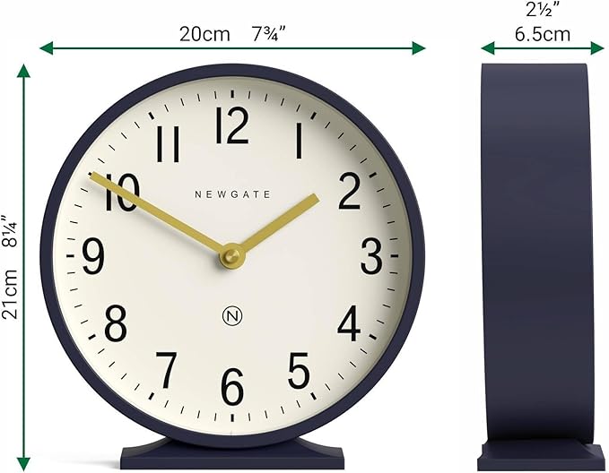 NEWGATE® Q Mantel Clock | Modern Classic Round Mantel Clock | Navy Blue | - Image 7