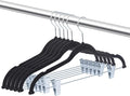 OIKA Black Velvet Hangers with Clips–16.7-Inch Space-Saving Pants Hangers by DoitonceDoitpermanently