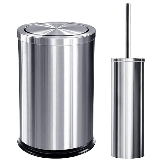 Maxdot 2 Pcs Silver Bathroom Trash Can by Maxdot