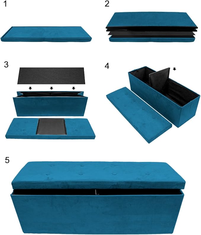 Sorbus Storage Ottoman Bench – Collapsible/Folding Bench Chest - Image 8