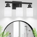 DIKAIDA 3-Light Bathroom Light Fixtures Over Mirror, Modern Matte Black Vanity by DIKAIDALights