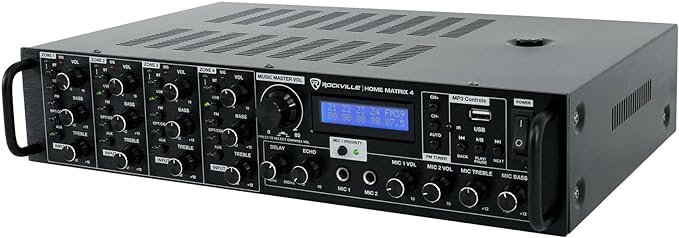 Rockville Home Matrix 4 600W Multi Room Receiver/Amplifier, Mic Inputs - Image 3
