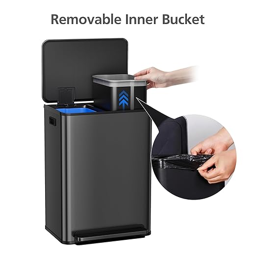 GarveeHome 60 L/16 gal Kitchen Trash Can, 2×8 gal Pedal Trash Bin - Image 6