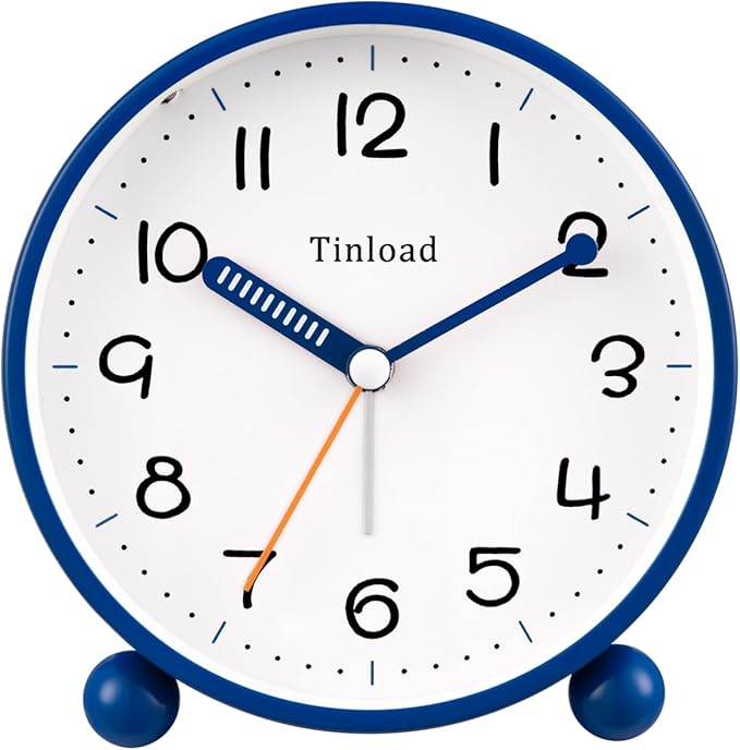 4.5" Antique Retro Analog Alarm Clock, Small Silent Battery Operated Clock by Tinload