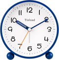 4.5" Antique Retro Analog Alarm Clock, Small Silent Battery Operated Clock by Tinload