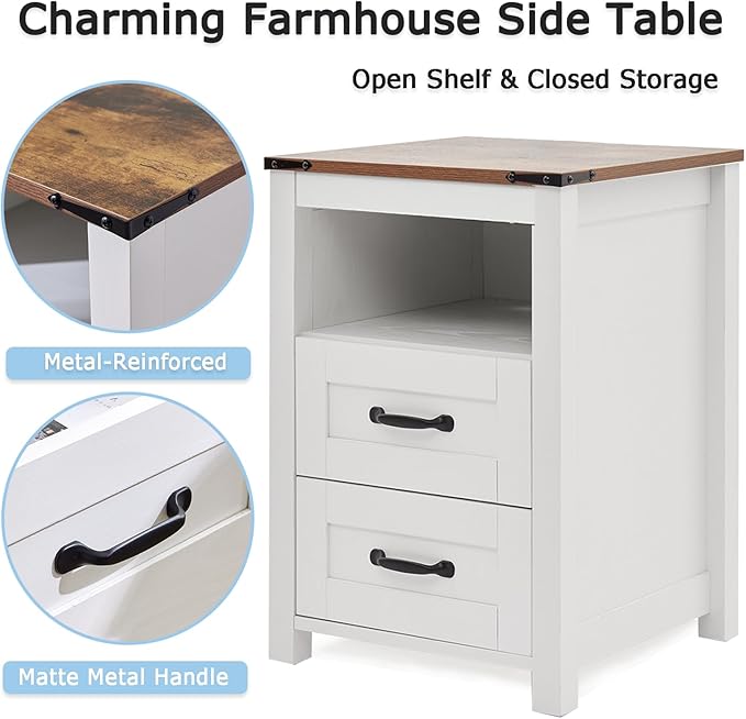 White Rustic Night Stand, Farmhouse End Table, Modern Bedside Table - Image 5