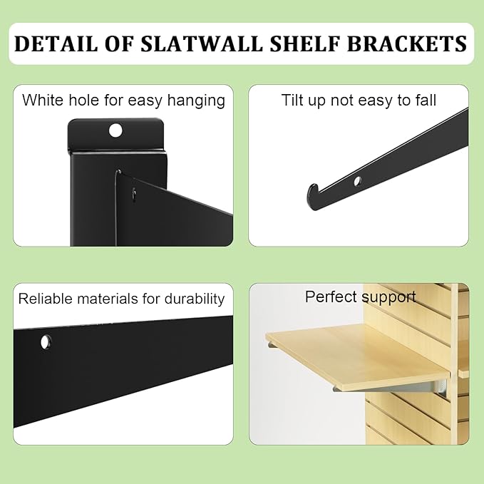 12 Pack Slatwall Knife Shelf Brackets 14 inch, Heavy Duty Slatwall Shelf - Image 3