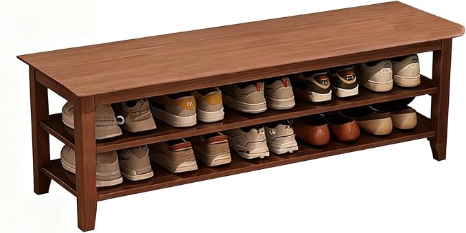 Shoe Rack Bench for Front Door Entrance, Solid Wood Shoe Bench for Closet by SOBIBO