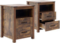 Brown Rustic Night Stand Set of 2, Farmhouse End Table, Modern Bedside Table by Puntogen