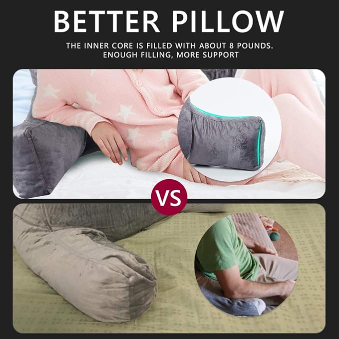 Neustern Reading Pillow for Sitting in Bed Adult, Back Pillow for Bed Shredded - Image 5