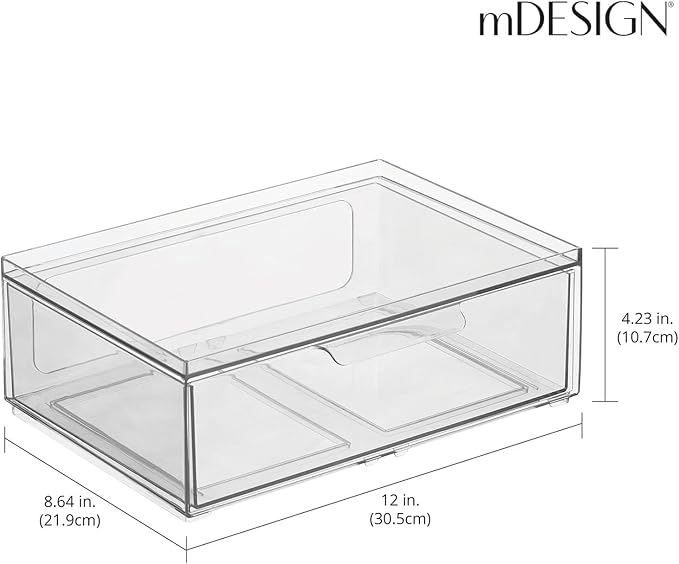 mDesign Plastic Wide Stackable Closet Storage Organizer Bin Containers - Image 3