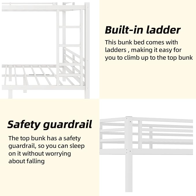 Full Over Full Bunk Bed Frame, Heavy Duty Metal Loft Bed - Image 5