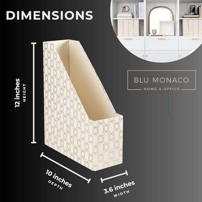 BLU MONACO | Cardboard Magazine File Holder Set of 4 | Vertical Magazine File - Image 7