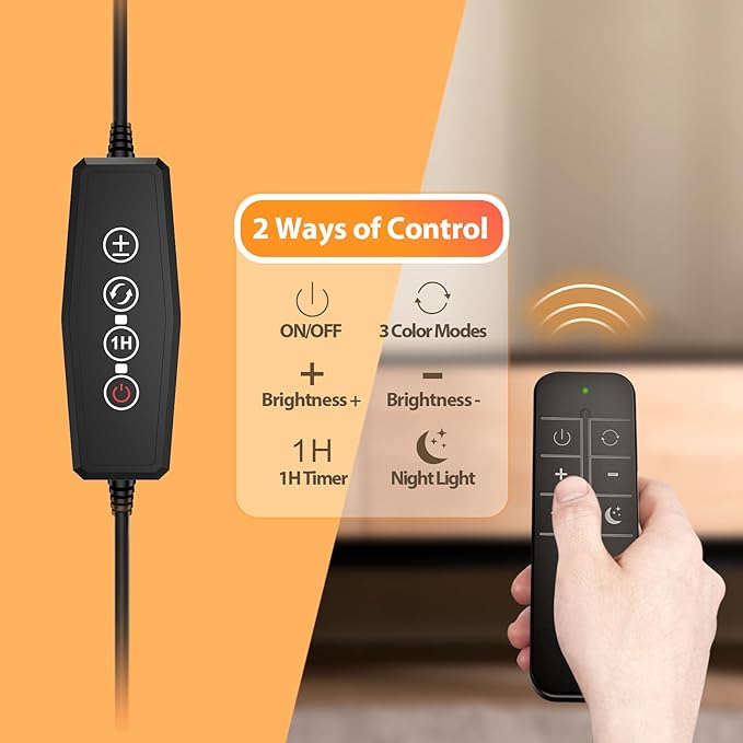 Reading Light with Remote, LED Desk Lamp Clip on RA>95 Dimmable Flexible - Image 2