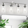 Guliaofo 4-Light Nickel Bathroom Light Fixtures, E26 Modern Vanity Lights by GuliaofoLights