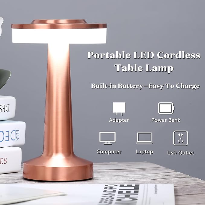 VIHOSE Cordless Table Lamps LED Portable Rechargeable Table Lamp - Image 3