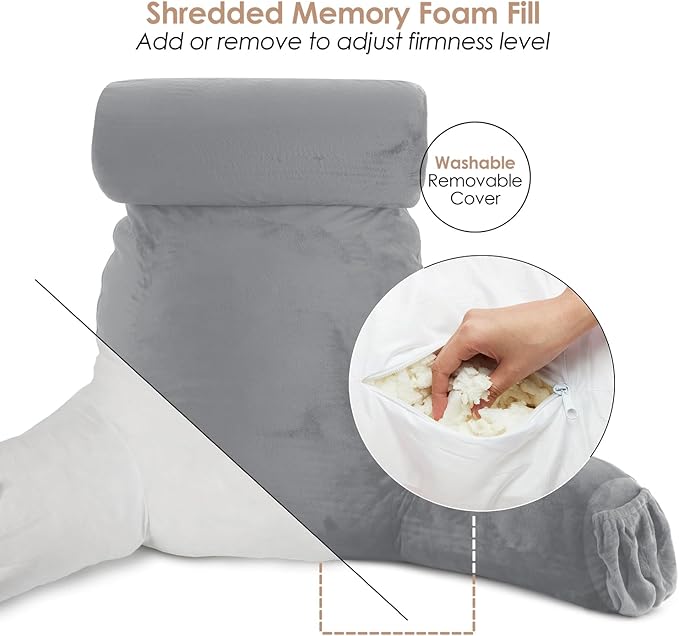 Nestl Reading Pillow with Shredded Memory Foam Includes 2 Neck and Lumber - Image 5