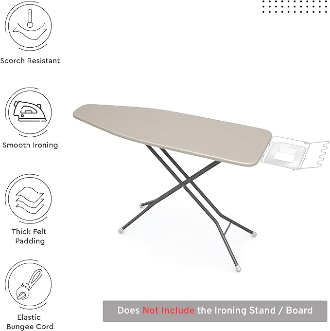 Encasa XO Ironing Board Cover and Pad 54"x15" - 4mm Felt Large Iron Board Cover - Image 2