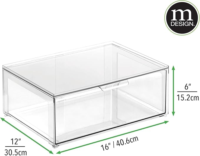 mDesign Plastic Stackable Closet Storage Organizer Bin Containers - Image 4