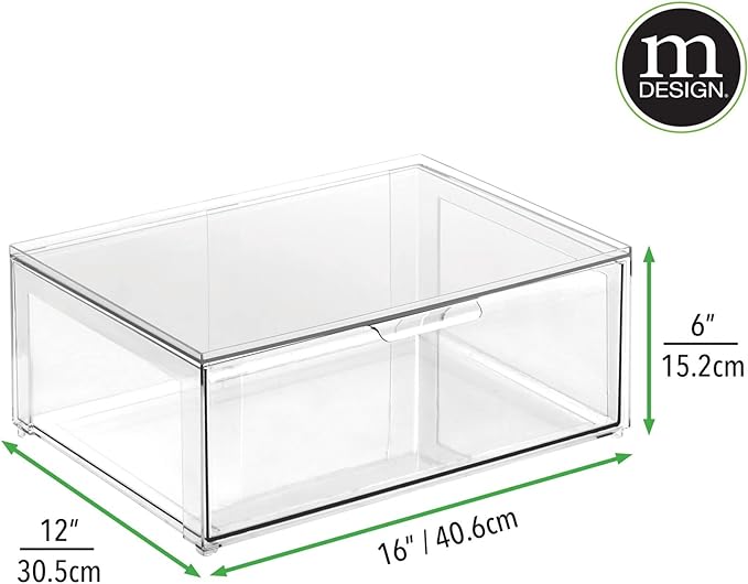 mDesign Plastic Stackable Closet Storage Organizer Bin Containers - Image 4