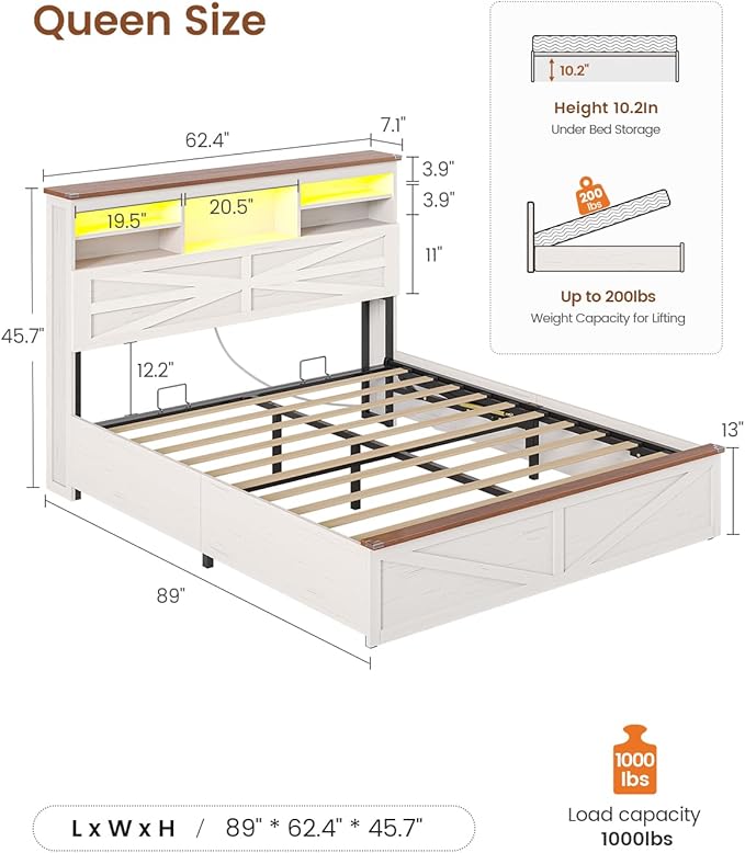 AOGLLATI Farmhouse Bed Frame Queen Size - Image 2