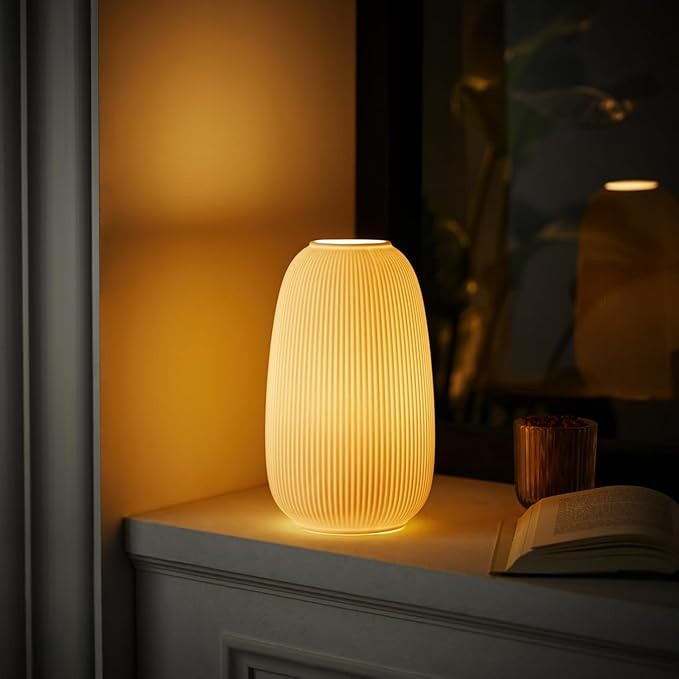 RONDURE 9.5" Modern Ceramic Table Lamp, Fully Dimmable Modern Bedside Lamps - Image 2