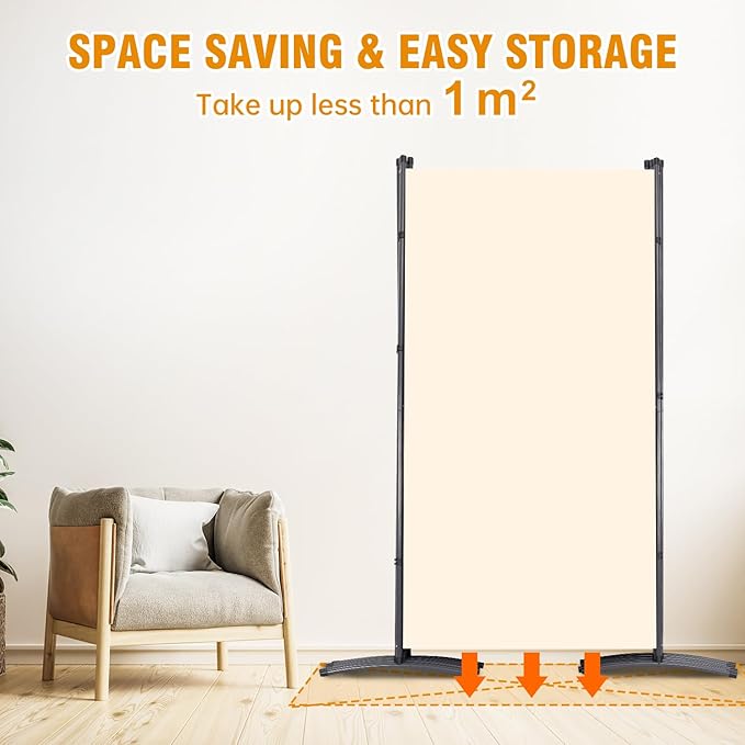 6 Panel Folding Privacy Screens, 6 FT Tall Wall Divider - Image 3