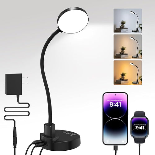 15W LED Desk Lamp with USB Charging Ports – Dimmable Table Lamp with 3 Color by Unknown