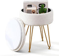 Cpintltr Velvet Storage Ottoman Round Footrest Stool Multifunctional by CpintltrFruniture