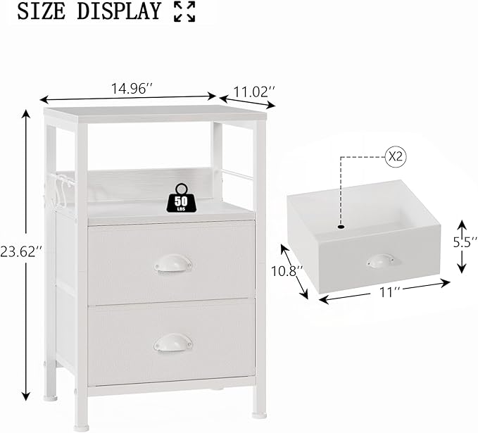 Furologee Nightstand Bedside Table - Image 3