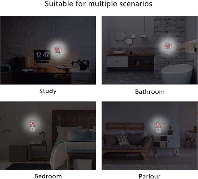 Pigsaly Led Night Light Pink Cherry Blossoms White Skulls Night Light Plug in - Image 6