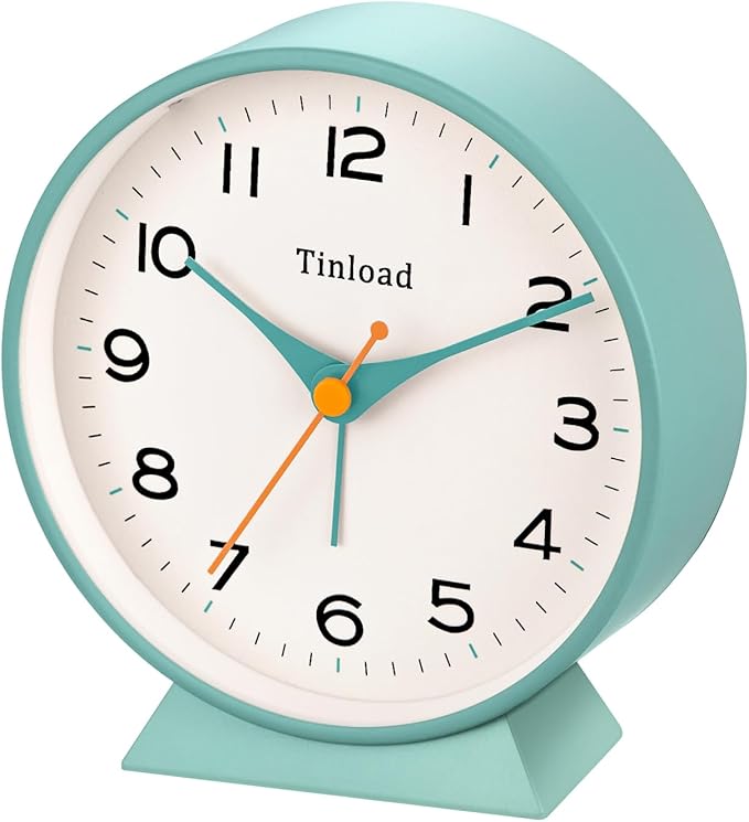 4.5" Battery Operated Retro Analog Alarm Clock, Small Silent Bedside Desk Clock - Image 7